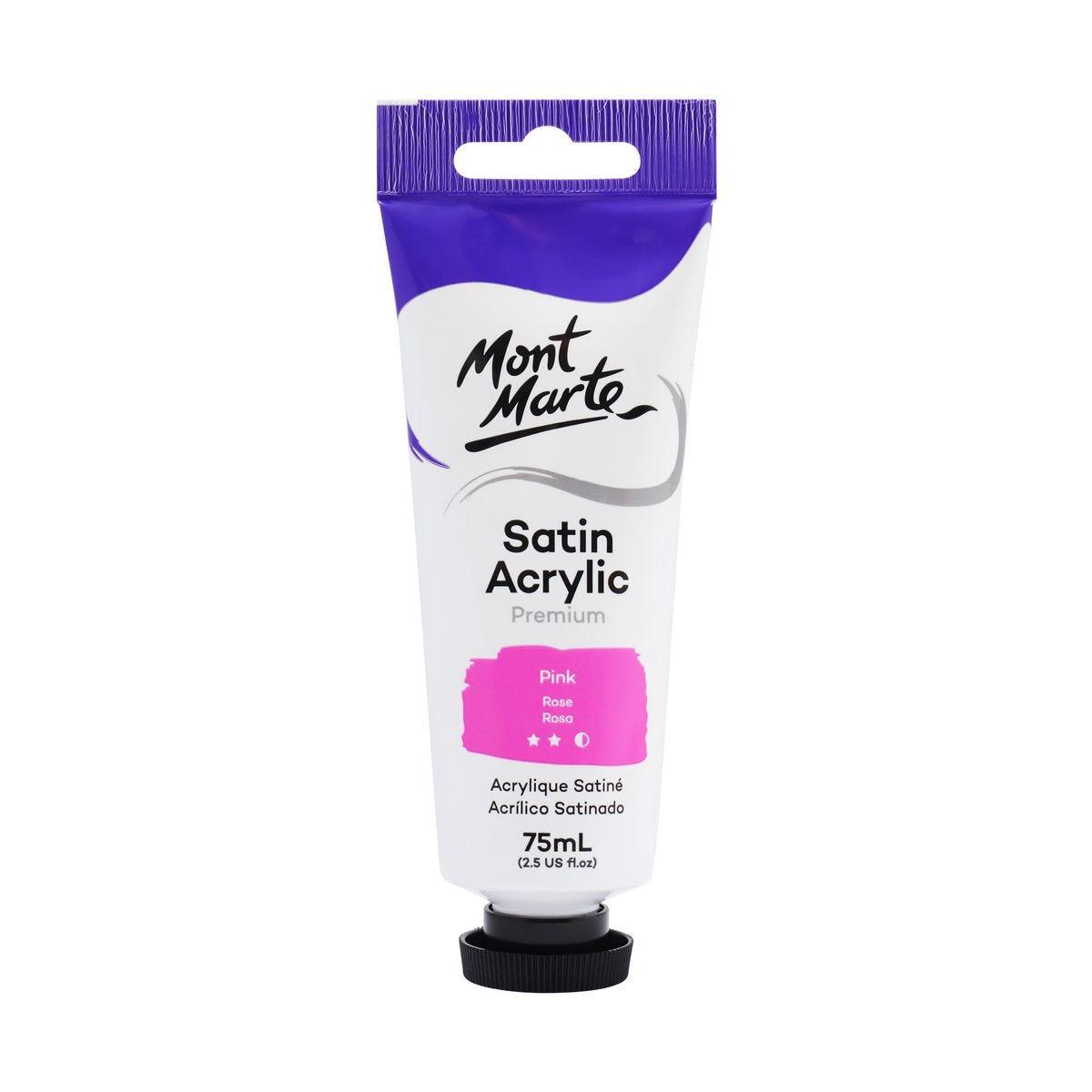 Mont Marte Satin Acrylic Paint Tube 75ml - Pink - Glowish