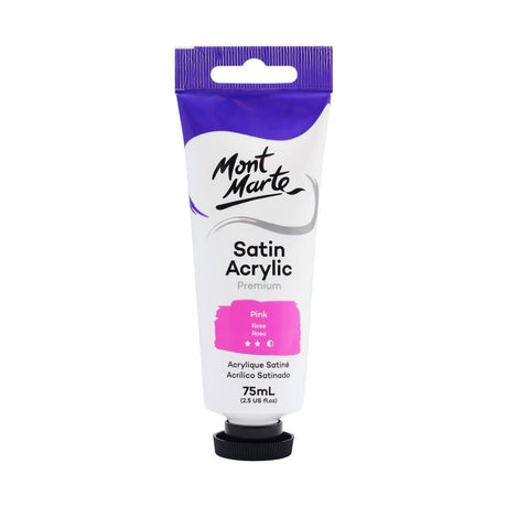 Mont Marte Satin Acrylic Paint Tube 75ml - Pink - Glowish