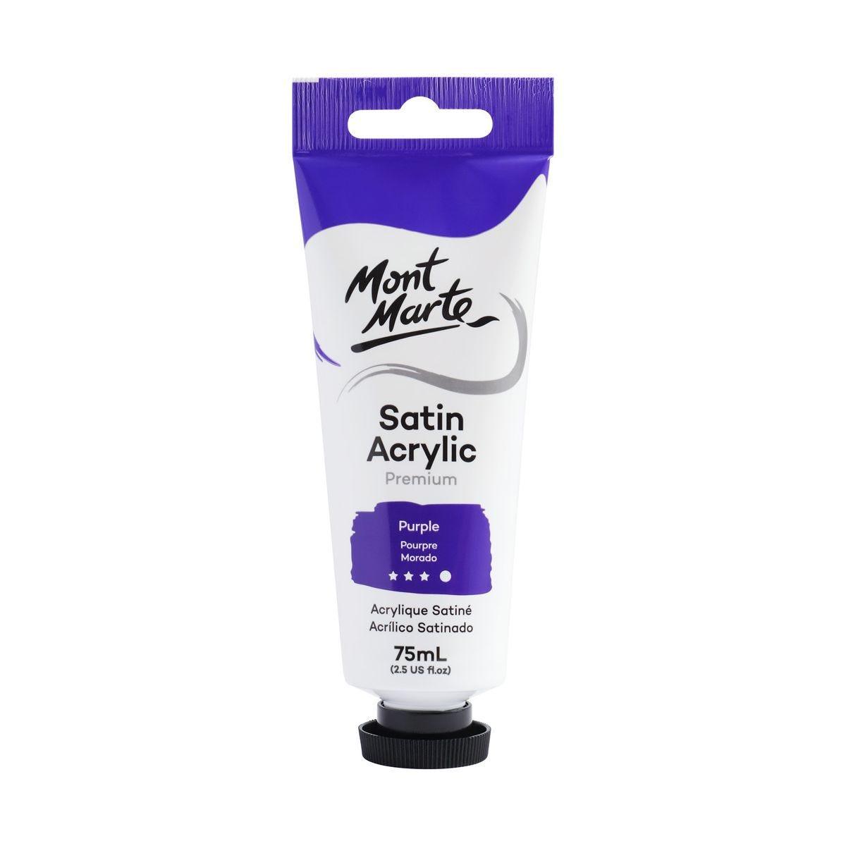Mont Marte Satin Acrylic Paint Tube 75ml - Purple - Glowish