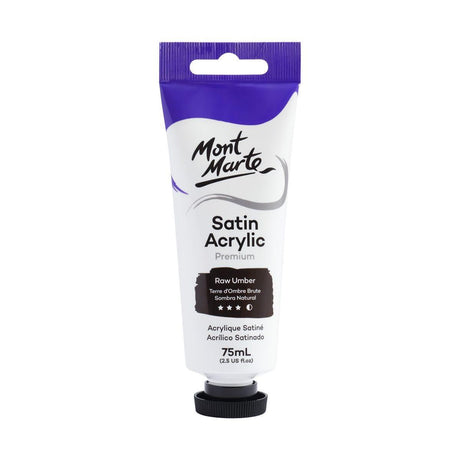 Mont Marte Satin Acrylic Paint Tube 75ml - Raw Umber - Glowish