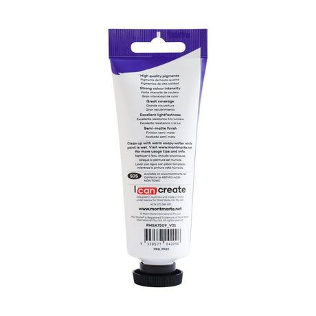 Mont Marte Satin Acrylic Paint Tube 75ml - Scarlet - Glowish