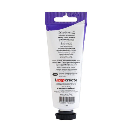Mont Marte Satin Acrylic Paint Tube 75ml - Titanium White - Glowish