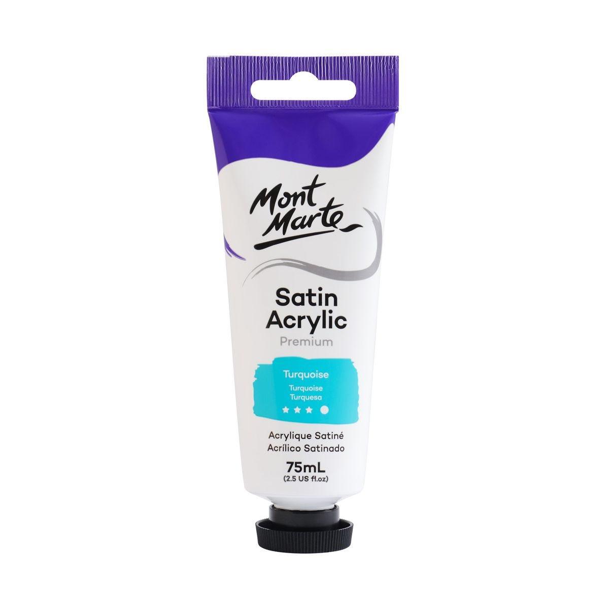 Mont Marte Satin Acrylic Paint Tube 75ml - Turquoise - Glowish