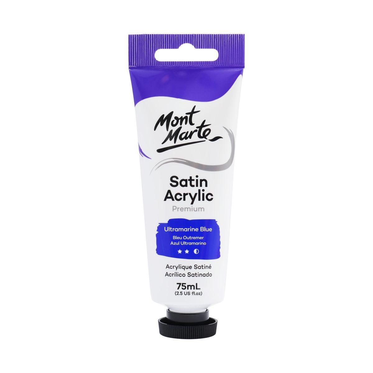 Mont Marte Satin Acrylic Paint Tube 75ml - Ultramarine Blue - Glowish