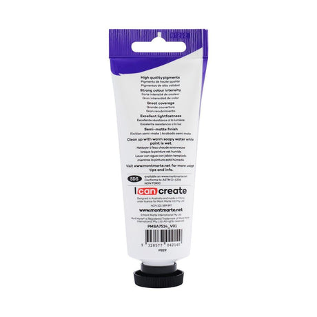 Mont Marte Satin Acrylic Paint Tube 75ml - Ultramarine Blue - Glowish