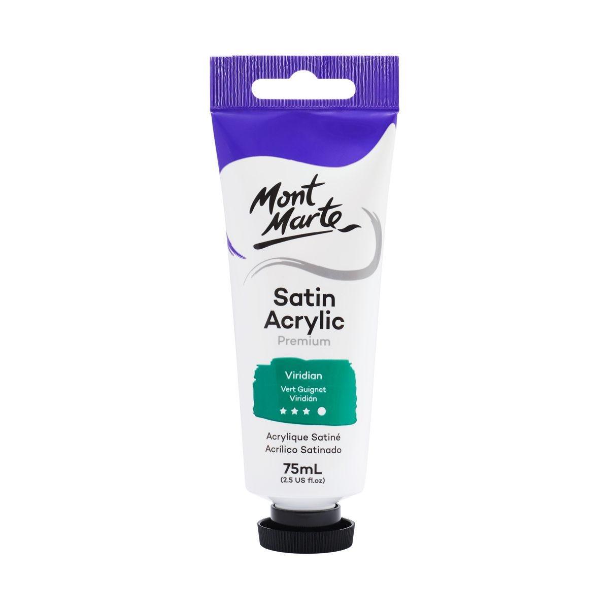 Mont Marte Satin Acrylic Paint Tube 75ml - Viridian - Glowish