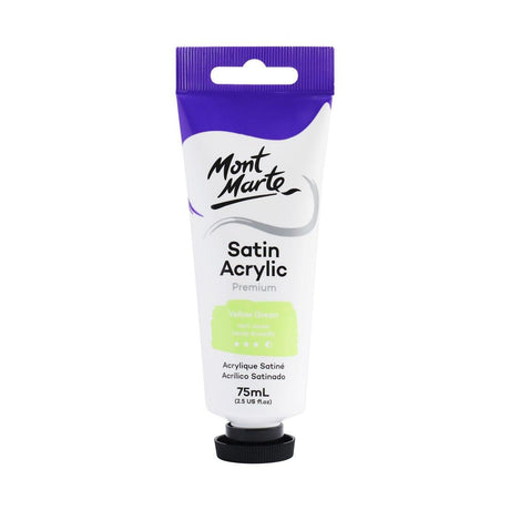 Mont Marte Satin Acrylic Paint Tube 75ml - Yellow Green - Glowish