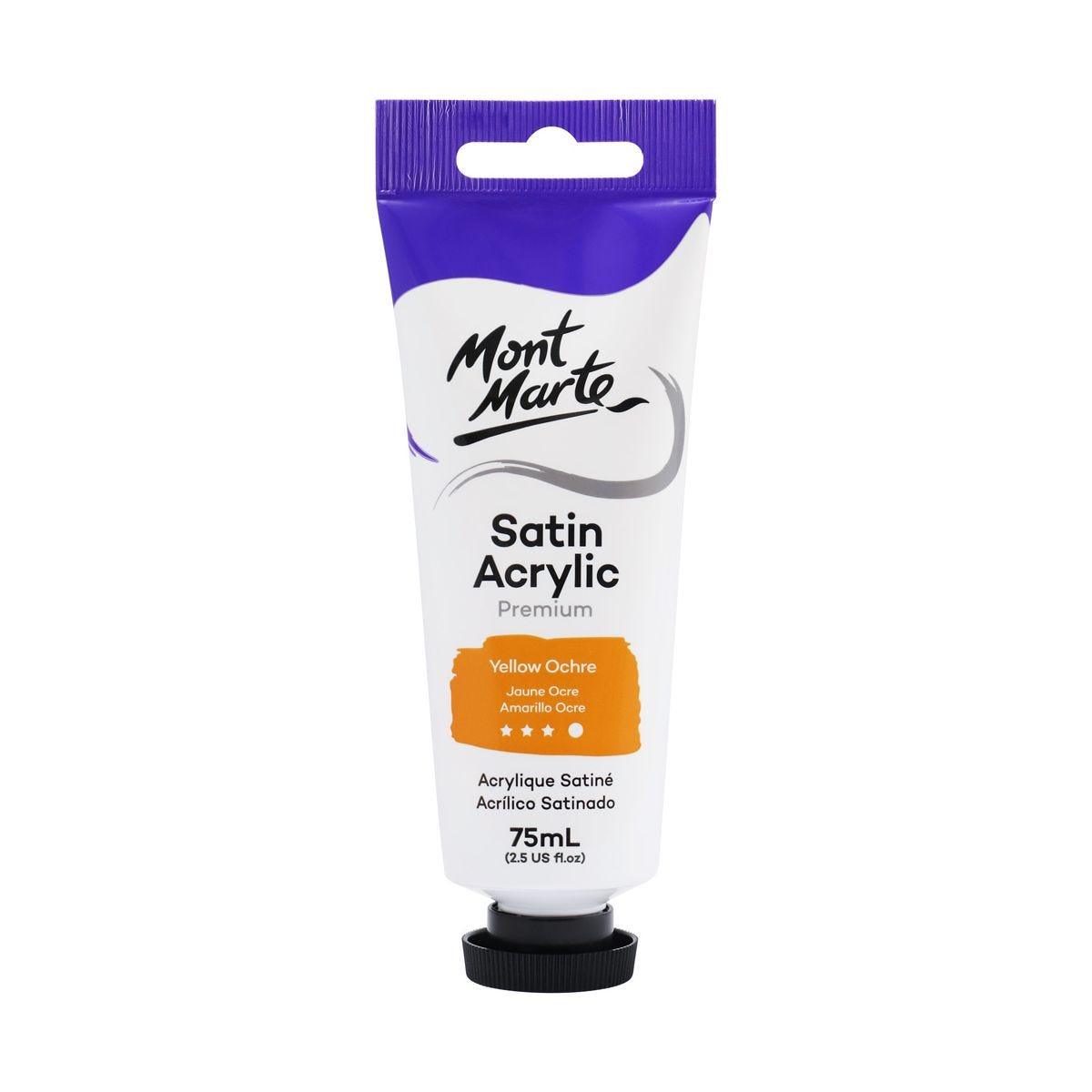 Mont Marte Satin Acrylic Paint Tube 75ml - Yellow Ochre - Glowish