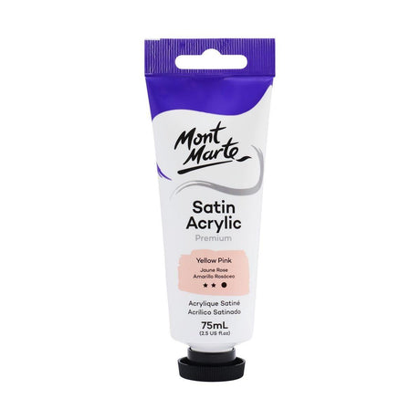 Mont Marte Satin Acrylic Paint Tube 75ml - Yellow Pink - Glowish