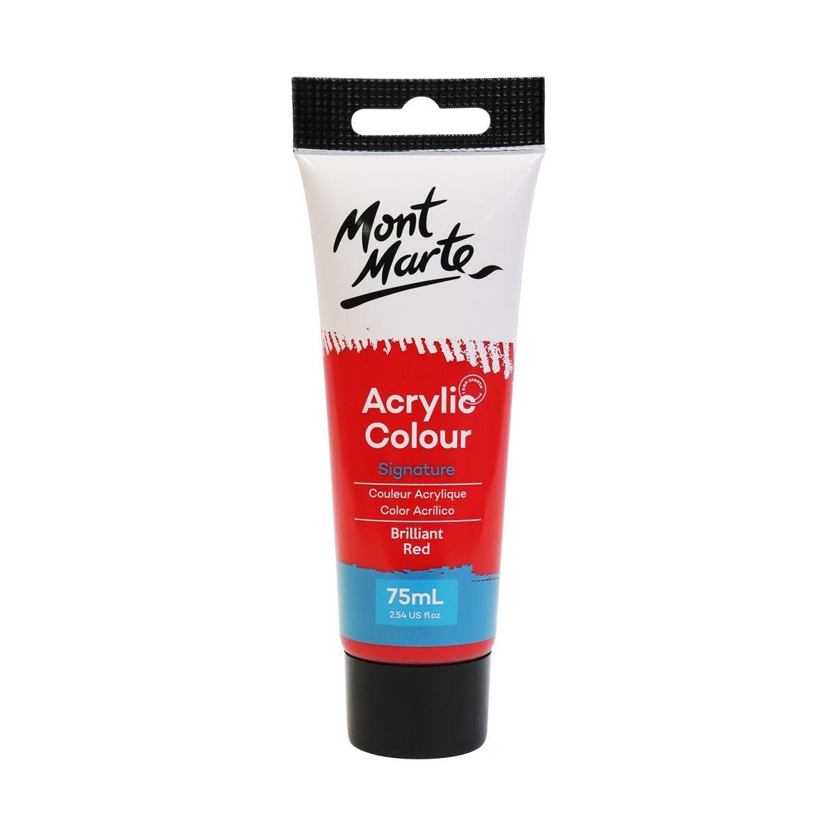Mont Marte Studio Acrylic Paint Tube 75ml - Brilliant Red - Glowish