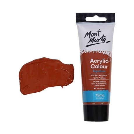 Mont Marte Studio Acrylic Paint Tube 75ml - Burnt Sienna - Glowish