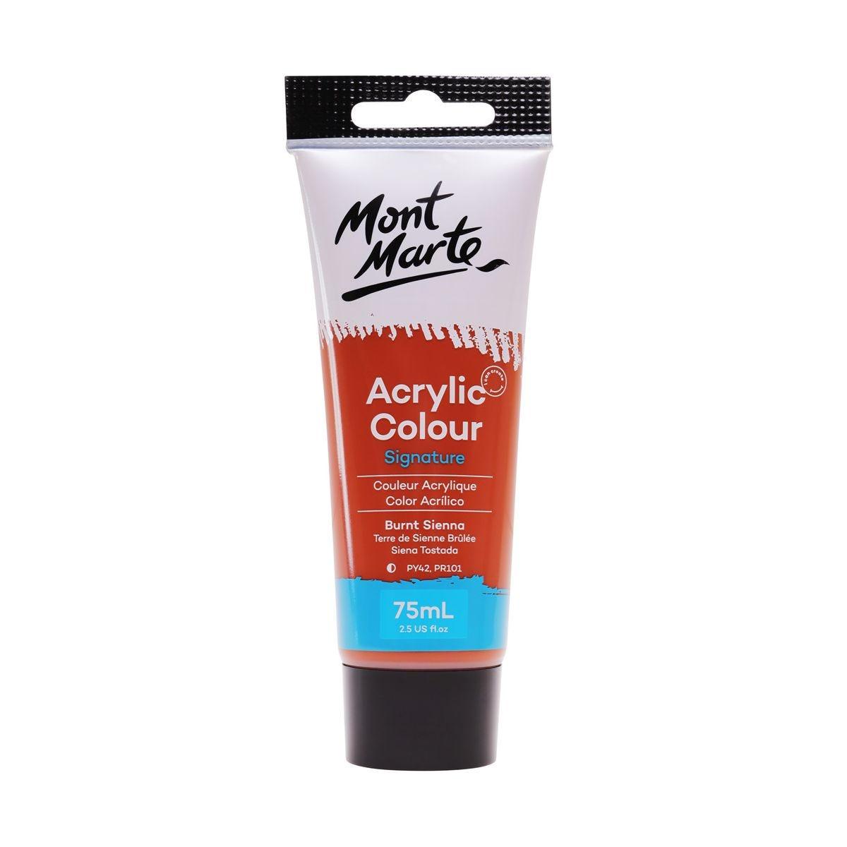 Mont Marte Studio Acrylic Paint Tube 75ml - Burnt Sienna - Glowish