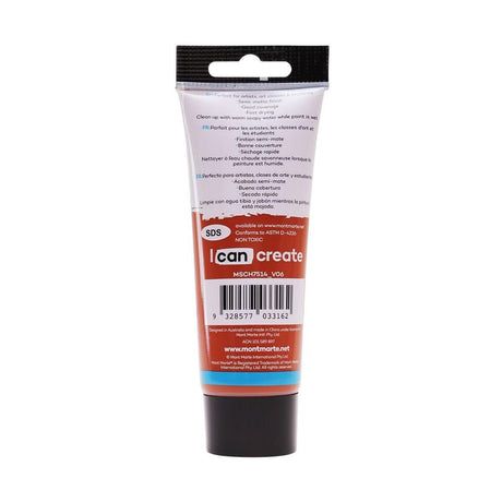 Mont Marte Studio Acrylic Paint Tube 75ml - Burnt Sienna - Glowish
