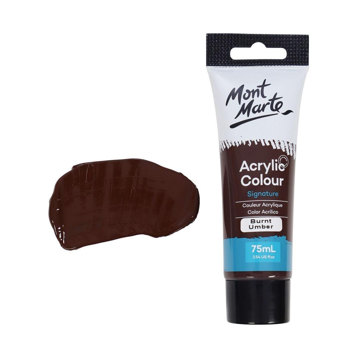 Mont Marte Studio Acrylic Paint Tube 75ml - Burnt Umber - Glowish