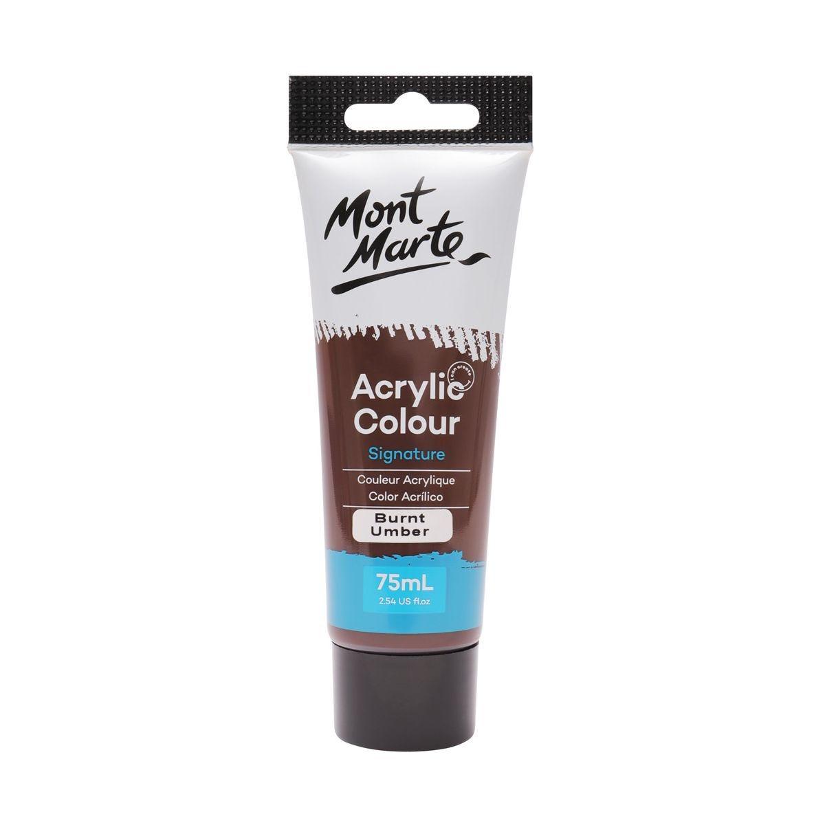 Mont Marte Studio Acrylic Paint Tube 75ml - Burnt Umber - Glowish