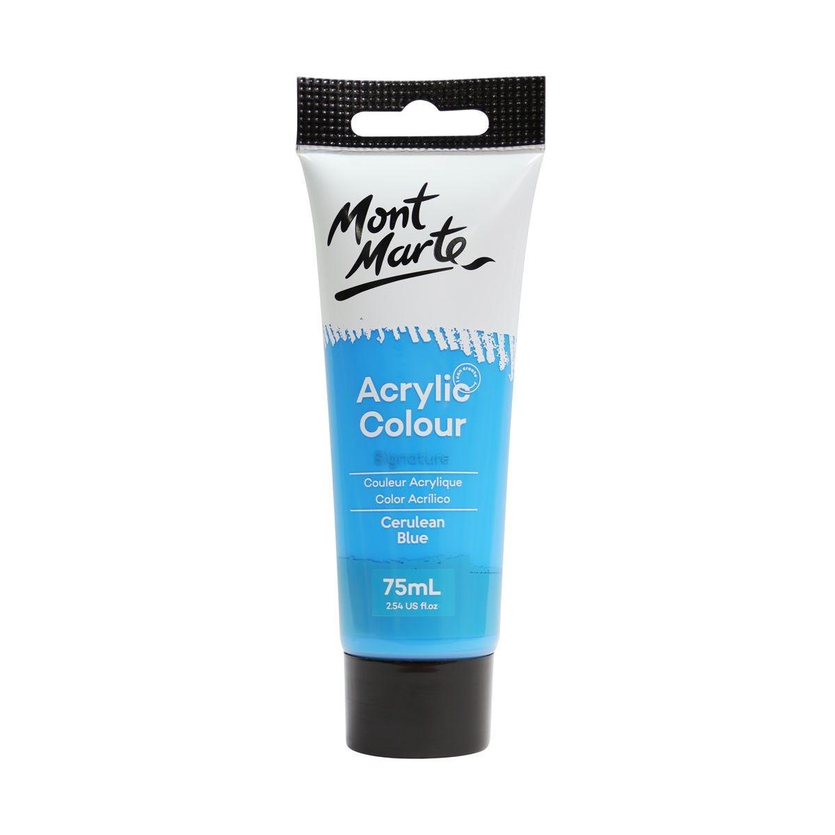 Mont Marte Studio Acrylic Paint Tube 75ml - Cerulean Blue - Glowish