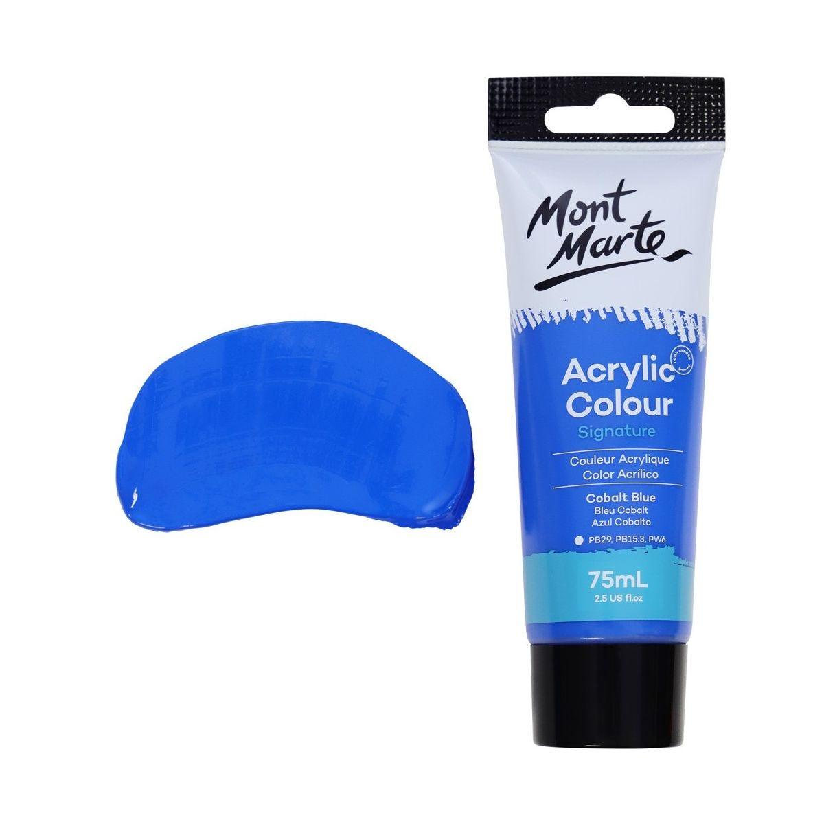 Mont Marte Studio Acrylic Paint Tube 75ml - Cobalt Blue - Glowish