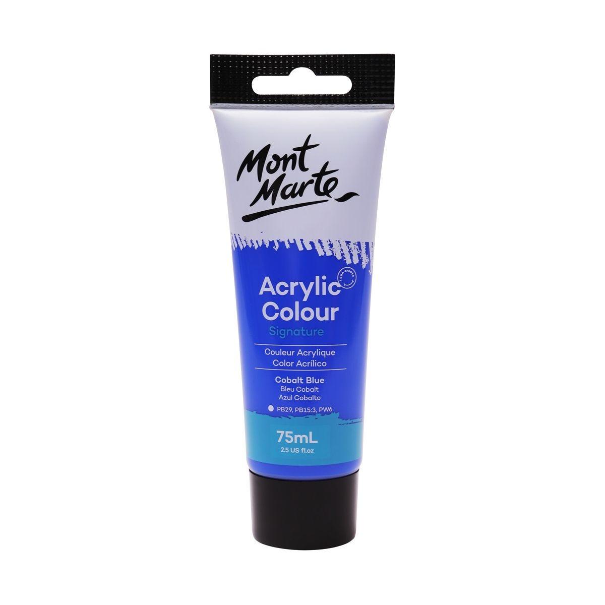 Mont Marte Studio Acrylic Paint Tube 75ml - Cobalt Blue - Glowish