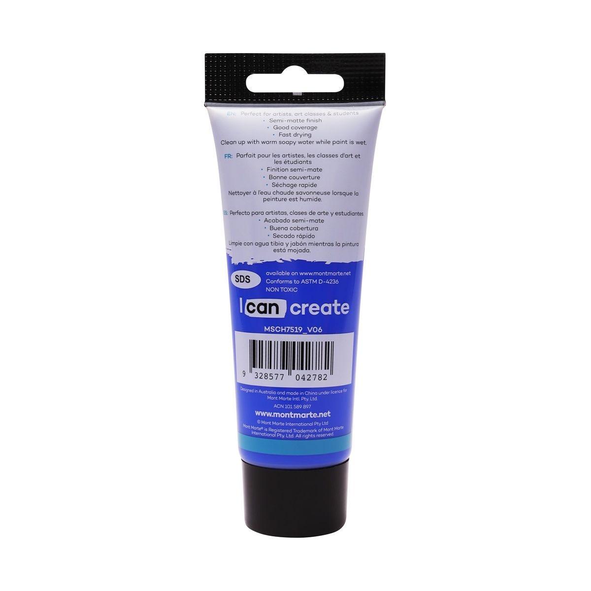 Mont Marte Studio Acrylic Paint Tube 75ml - Cobalt Blue - Glowish