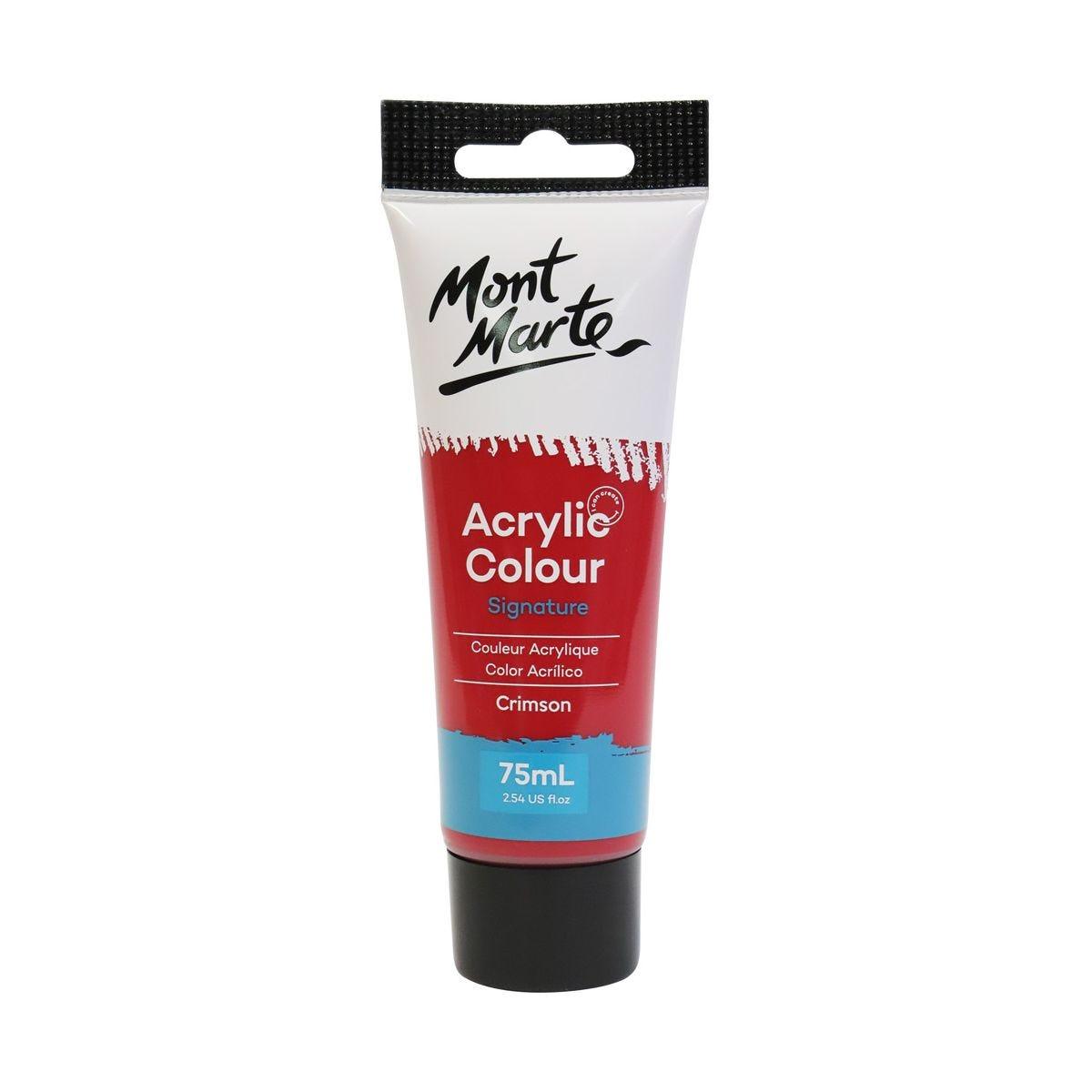 Mont Marte Studio Acrylic Paint Tube 75ml - Crimson - Glowish