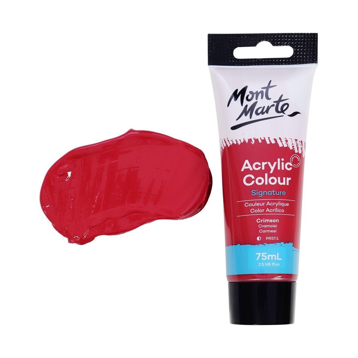 Mont Marte Studio Acrylic Paint Tube 75ml - Crimson - Glowish