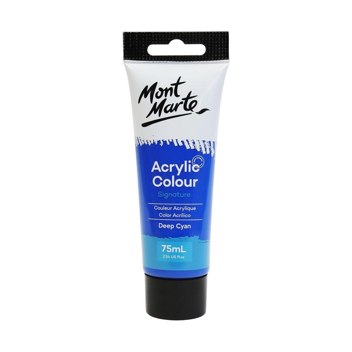 Mont Marte Studio Acrylic Paint Tube 75ml - Deep Cyan Blue - Glowish