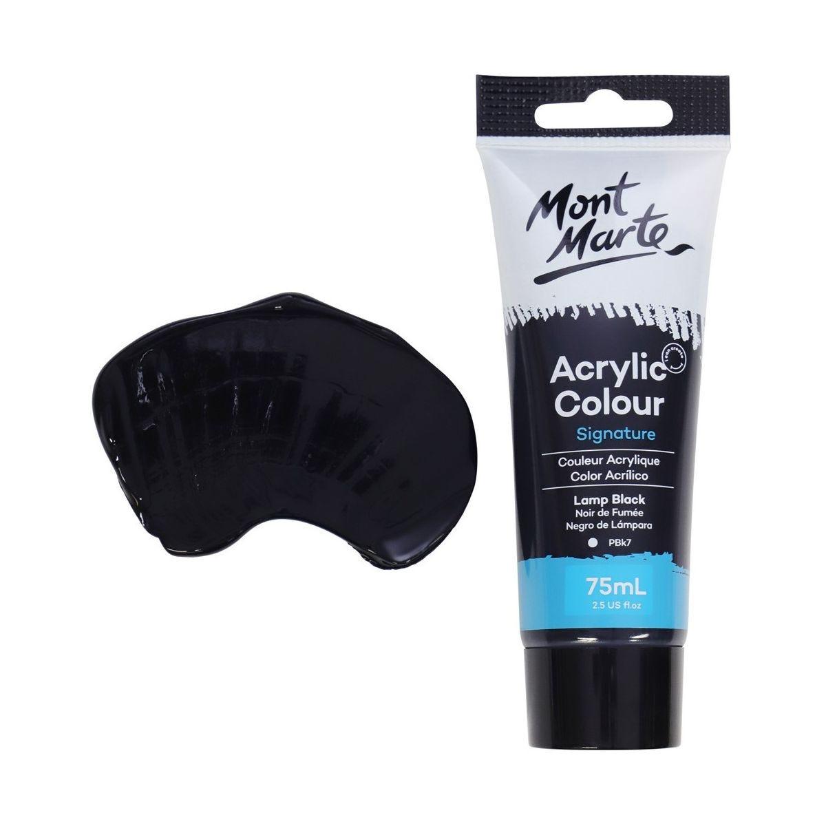 Mont Marte Studio Acrylic Paint Tube 75ml - Lamp Black - Glowish
