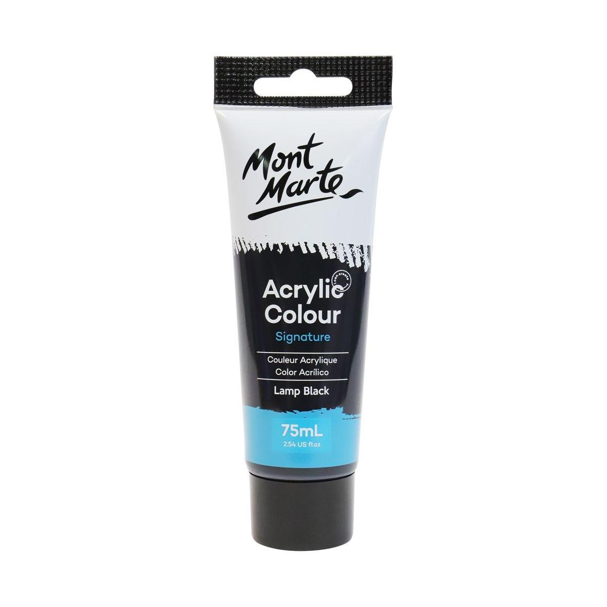 Mont Marte Studio Acrylic Paint Tube 75ml - Lamp Black - Glowish