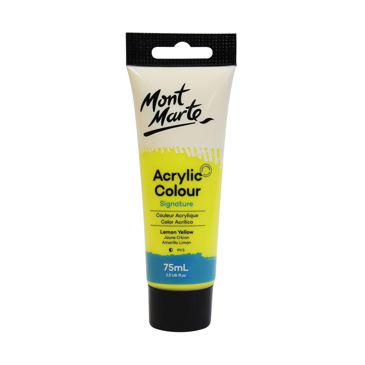 Mont Marte Studio Acrylic Paint Tube 75ml - Lemon Yellow - Glowish