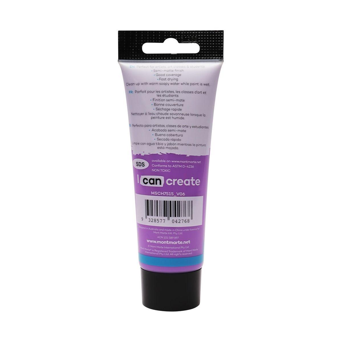 Mont Marte Studio Acrylic Paint Tube 75ml - Light Purple - Glowish