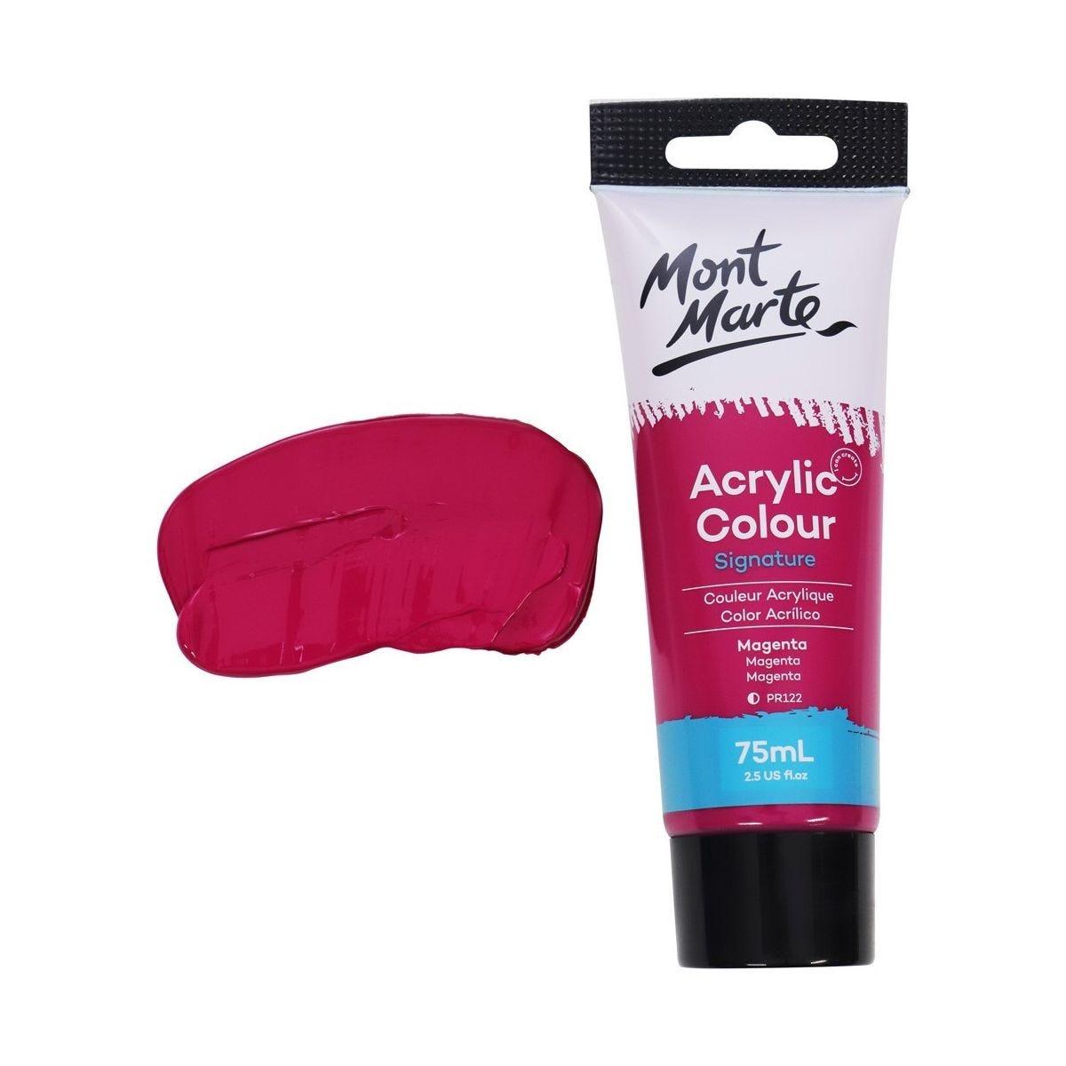 Mont Marte Studio Acrylic Paint Tube 75ml - Magenta - Glowish