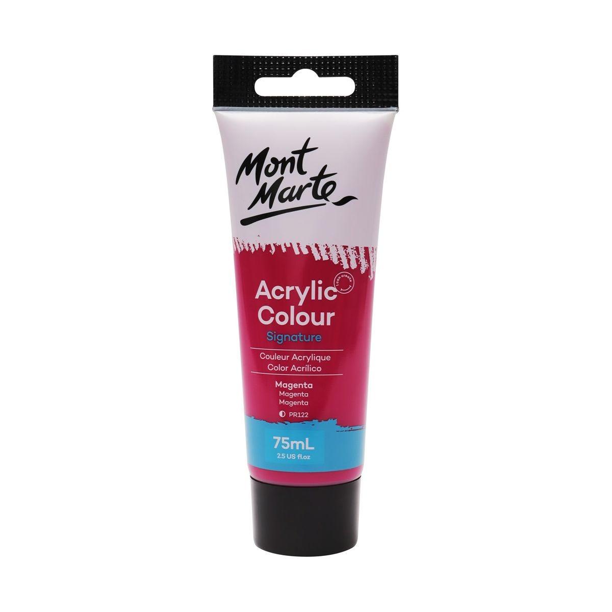 Mont Marte Studio Acrylic Paint Tube 75ml - Magenta - Glowish