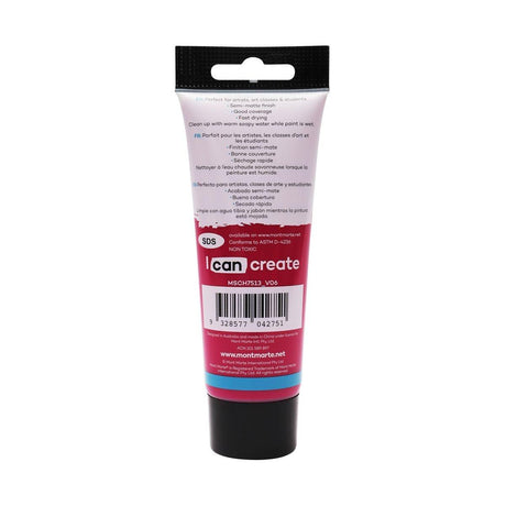 Mont Marte Studio Acrylic Paint Tube 75ml - Magenta - Glowish