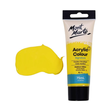 Mont Marte Studio Acrylic Paint Tube 75ml - Medium Yellow - Glowish