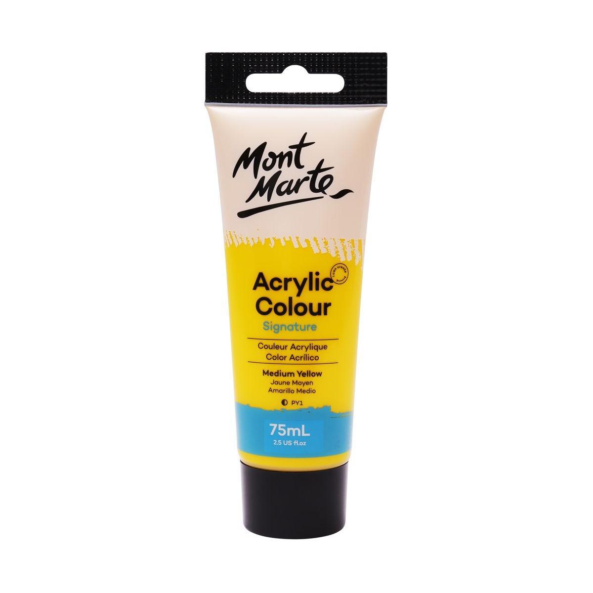 Mont Marte Studio Acrylic Paint Tube 75ml - Medium Yellow - Glowish