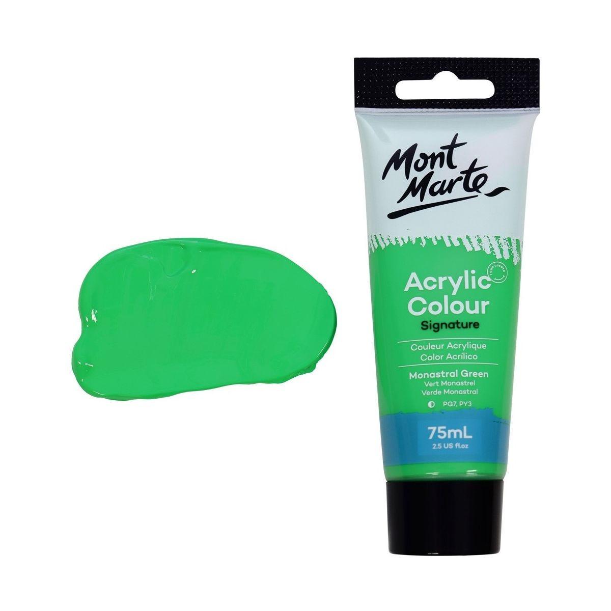 Mont Marte Studio Acrylic Paint Tube 75ml - Monastral Green - Glowish