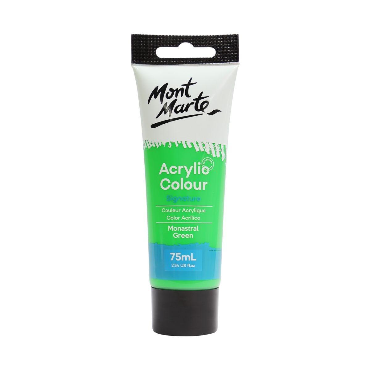 Mont Marte Studio Acrylic Paint Tube 75ml - Monastral Green - Glowish