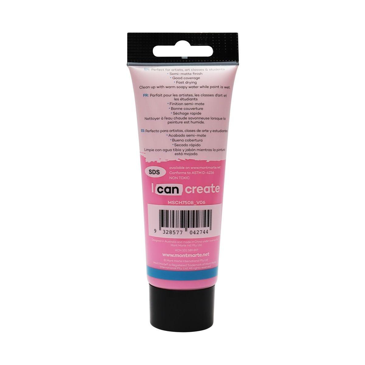 Mont Marte Studio Acrylic Paint Tube 75ml - Pink - Glowish