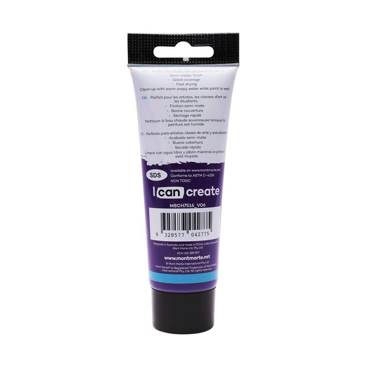 Mont Marte Studio Acrylic Paint Tube 75ml - Purple - Glowish