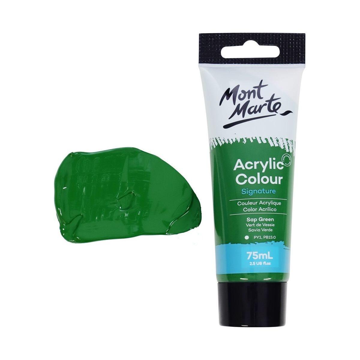 Mont Marte Studio Acrylic Paint Tube 75ml - Sap Green - Glowish