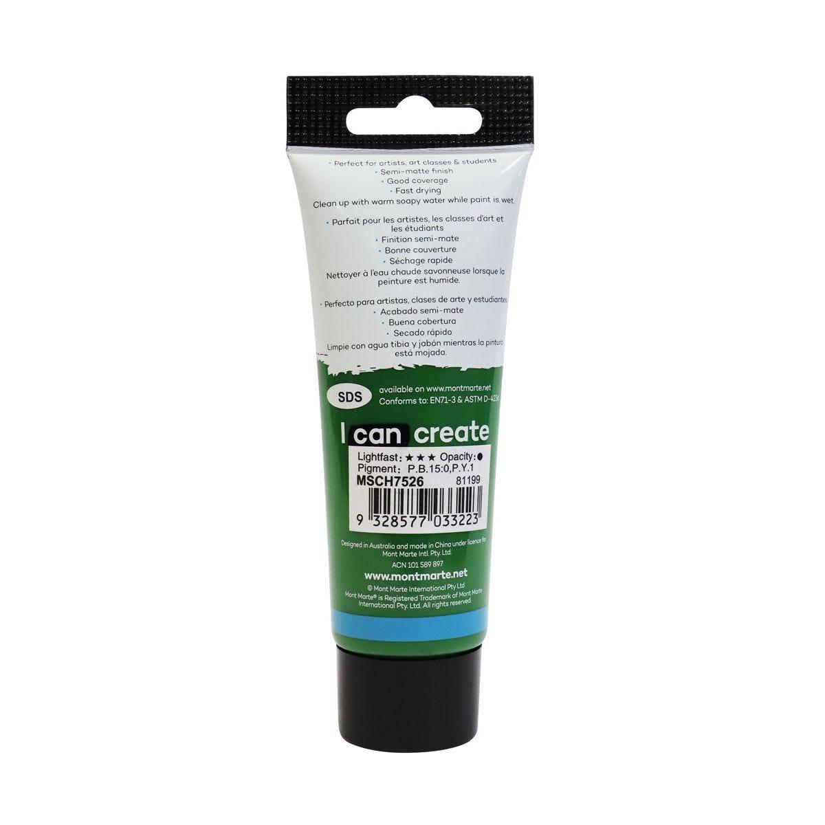 Mont Marte Studio Acrylic Paint Tube 75ml - Sap Green - Glowish