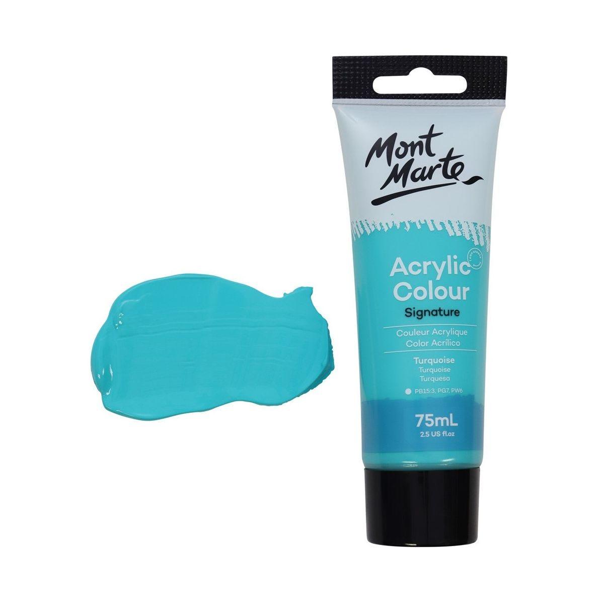 Mont Marte Studio Acrylic Paint Tube 75ml - Turquoise - Glowish