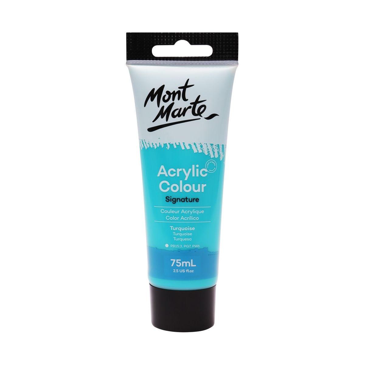 Mont Marte Studio Acrylic Paint Tube 75ml - Turquoise - Glowish
