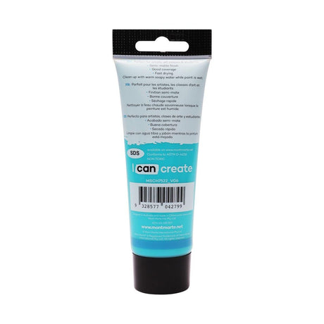 Mont Marte Studio Acrylic Paint Tube 75ml - Turquoise - Glowish