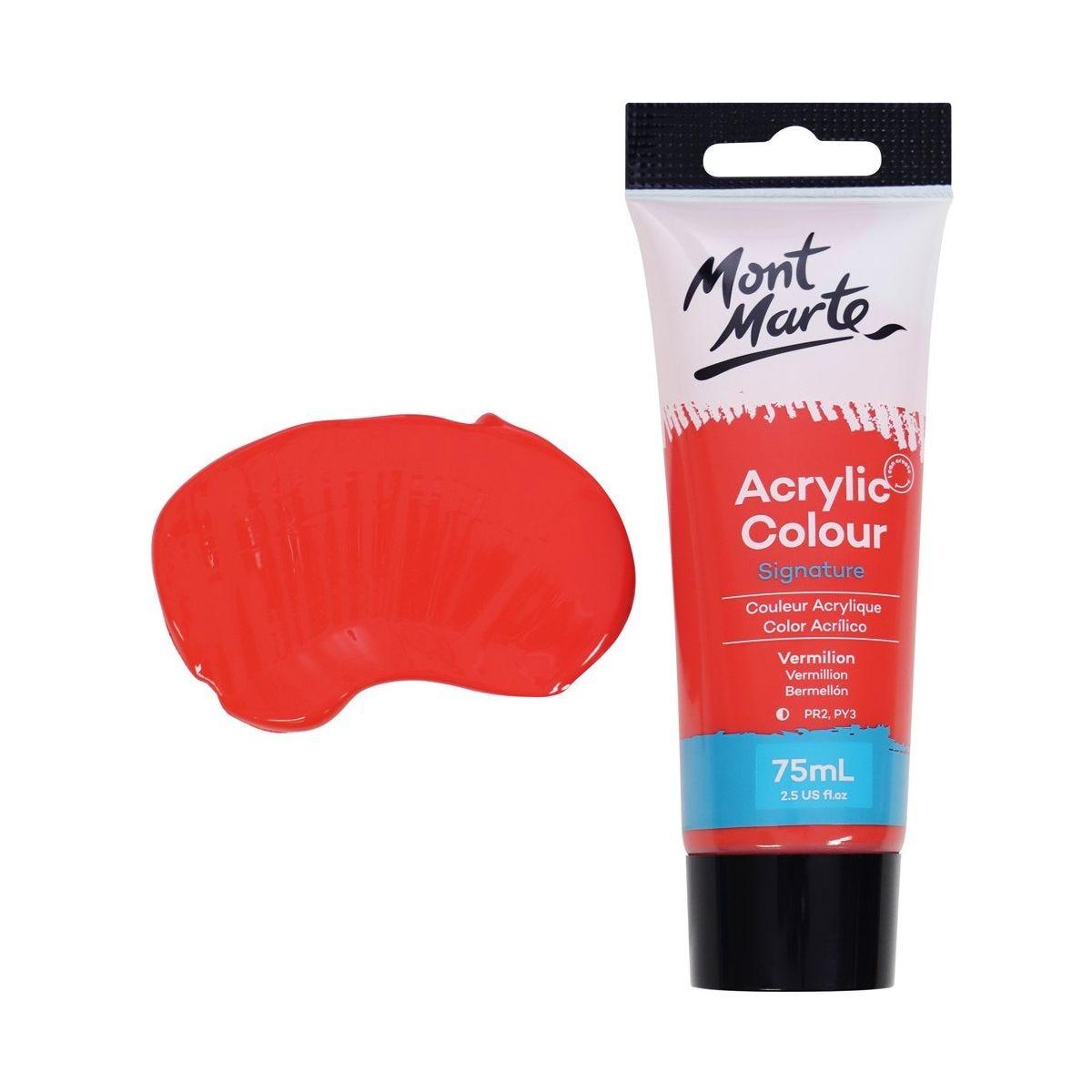 Mont Marte Studio Acrylic Paint Tube 75ml - Vermillion - Glowish