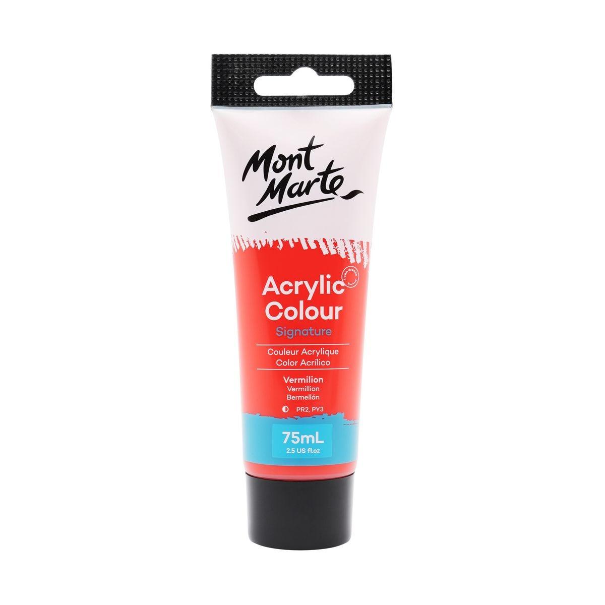 Mont Marte Studio Acrylic Paint Tube 75ml - Vermillion - Glowish