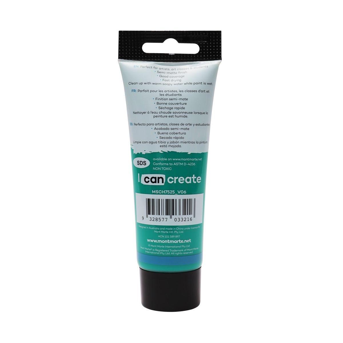 Mont Marte Studio Acrylic Paint Tube 75ml - Viridian - Glowish