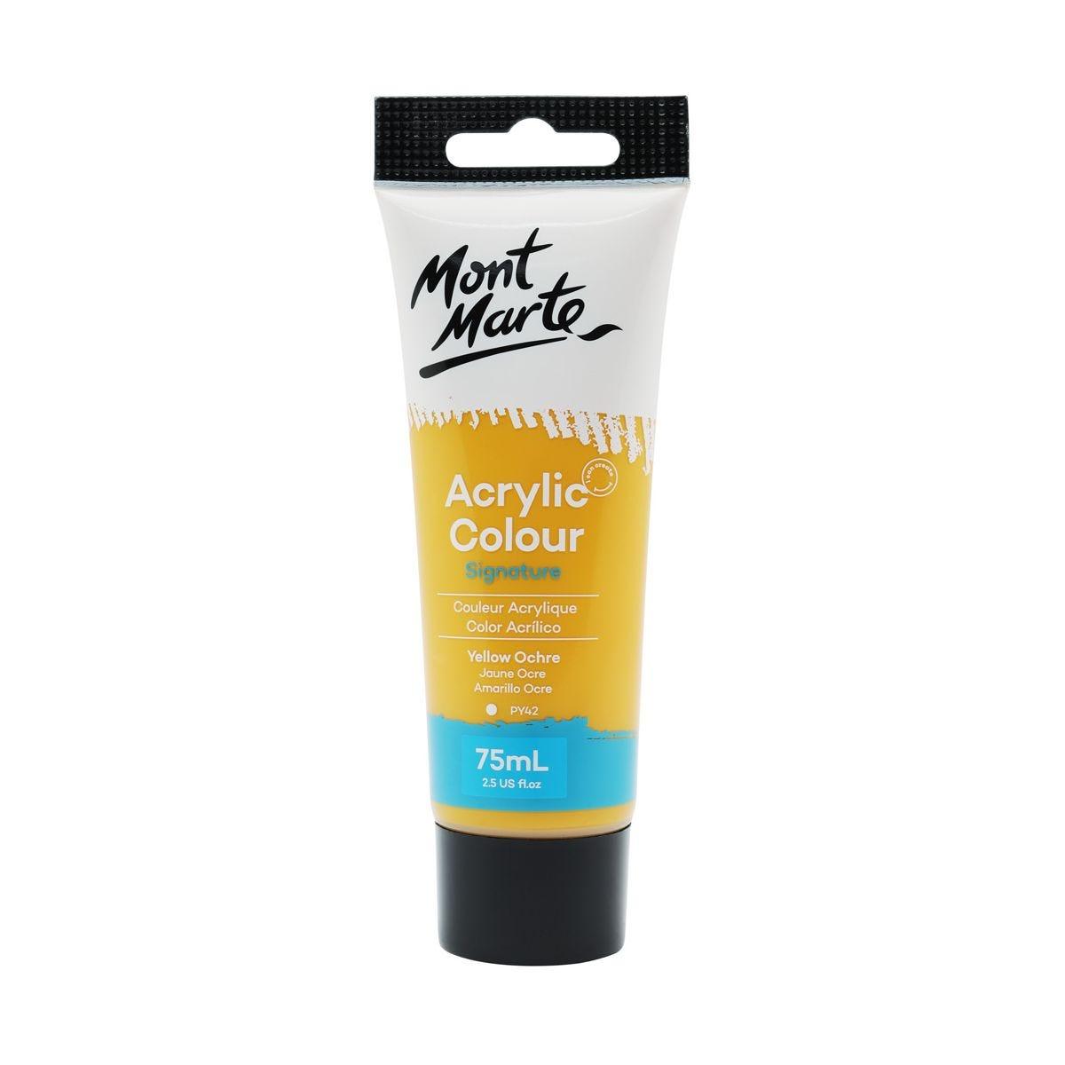 Mont Marte Studio Acrylic Paint Tube 75ml - Yellow Ochre - Glowish