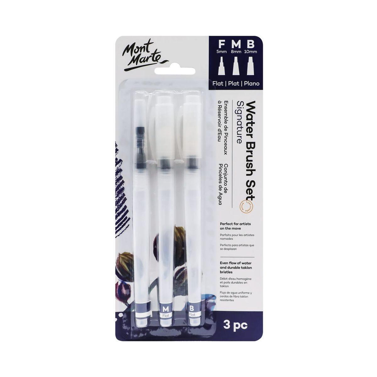 Mont Marte Water Brush Set Flat 3pcs - Glowish
