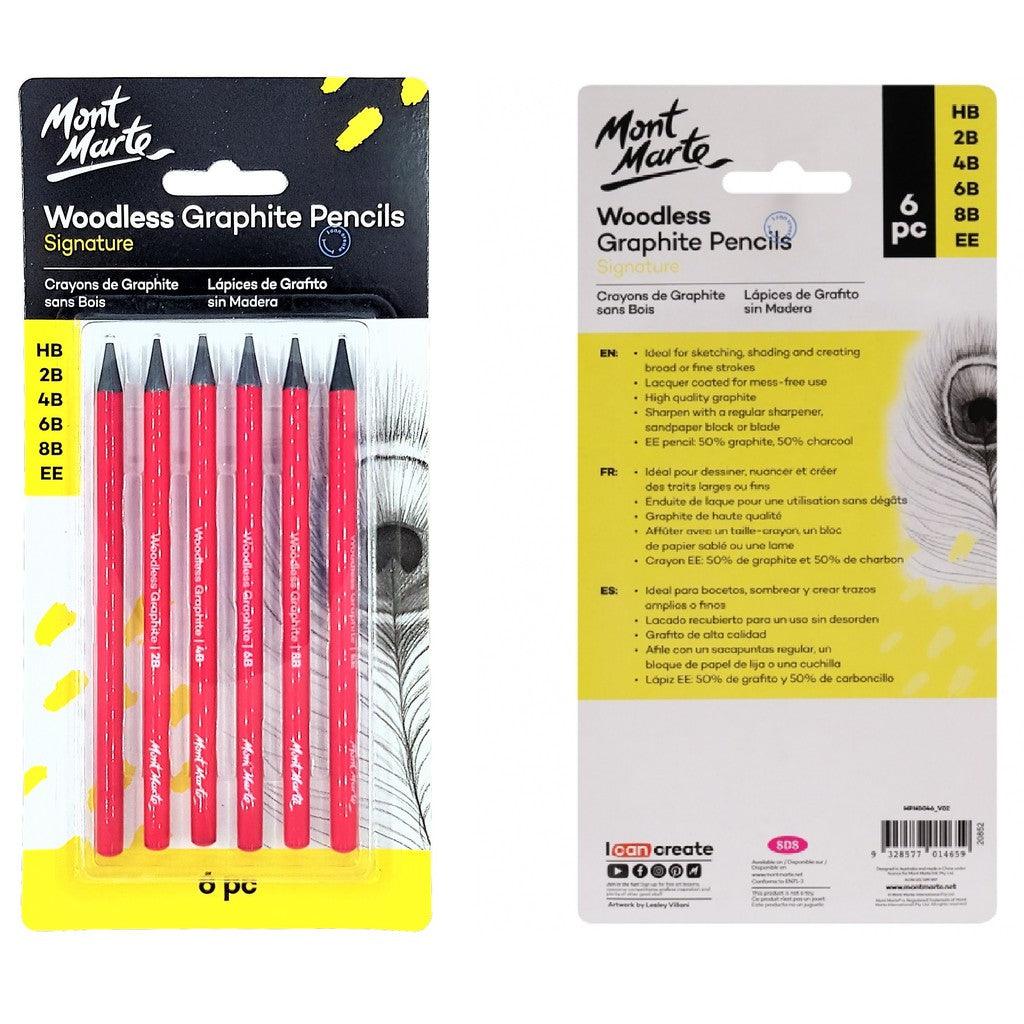 Mont Marte Woodless Graphite Pencils 6pcs - Glowish
